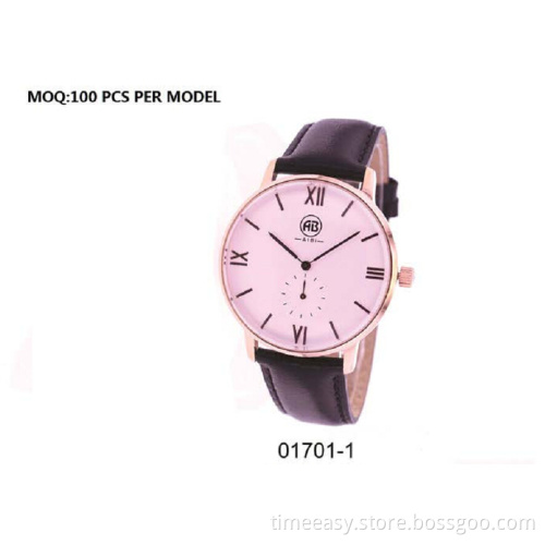 Slim D W Stainless Steel Quartz Watch with Leather Band